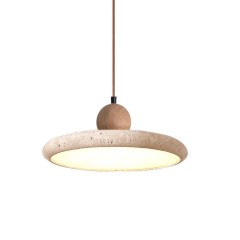 Nordic Wabi-Sabi Style Pendant Light Natural Yellow Travertine Stone Shade for Restaurant Dining Table Home Bar Middle