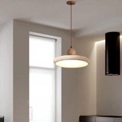 Nordic Wabi-Sabi Style Pendant Light Natural Yellow Travertine Stone Shade for Restaurant Dining Table Home Bar Middle