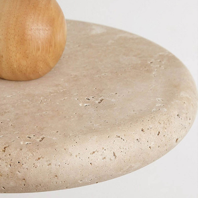 Nordic Wabi-Sabi Style Pendant Light Natural Yellow Travertine Stone Shade for Restaurant Dining Table Home Bar Middle