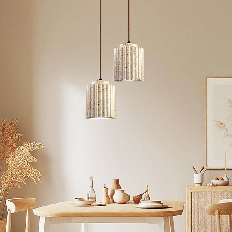 Wabi-sabi Travertine Pendant Light Nordic Bedroom Bedside Lamp Stacked Natural Stone Travertine Light