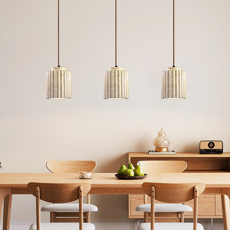 Wabi-sabi Travertine Pendant Light Nordic Bedroom Bedside Lamp Stacked Natural Stone Travertine Light