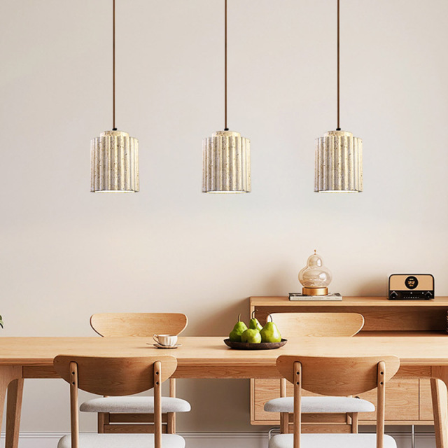 Wabi-sabi Travertine Pendant Light Nordic Bedroom Bedside Lamp Stacked Natural Stone Travertine Light