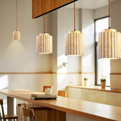Wabi-sabi Travertine Pendant Light Nordic Bedroom Bedside Lamp Stacked Natural Stone Travertine Light