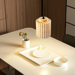 Wabi-sabi Travertine Pendant Light Nordic Bedroom Bedside Lamp Stacked Natural Stone Travertine Light