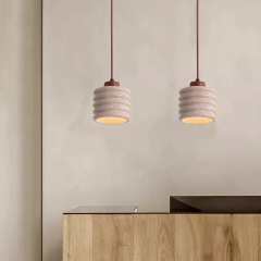 Wabi Sabi Natural Stone Pendant Lamp Modern Travertine Linear Pendant Light for Dining Room Bedside