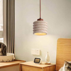 Wabi Sabi Natural Stone Pendant Lamp Modern Travertine Linear Pendant Light for Dining Room Bedside