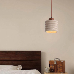 Wabi Sabi Natural Stone Pendant Lamp Modern Travertine Linear Pendant Light for Dining Room Bedside
