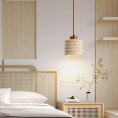 Wabi Sabi Natural Stone Pendant Lamp Modern Travertine Linear Pendant Light for Dining Room Bedside