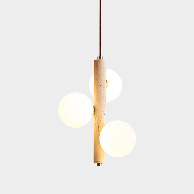 Nordic Wabi Sabi LED  Hangning Lamp Villa Staircase Travertine Stone Adjustable Height Dimmable Travertine Pendant Light
