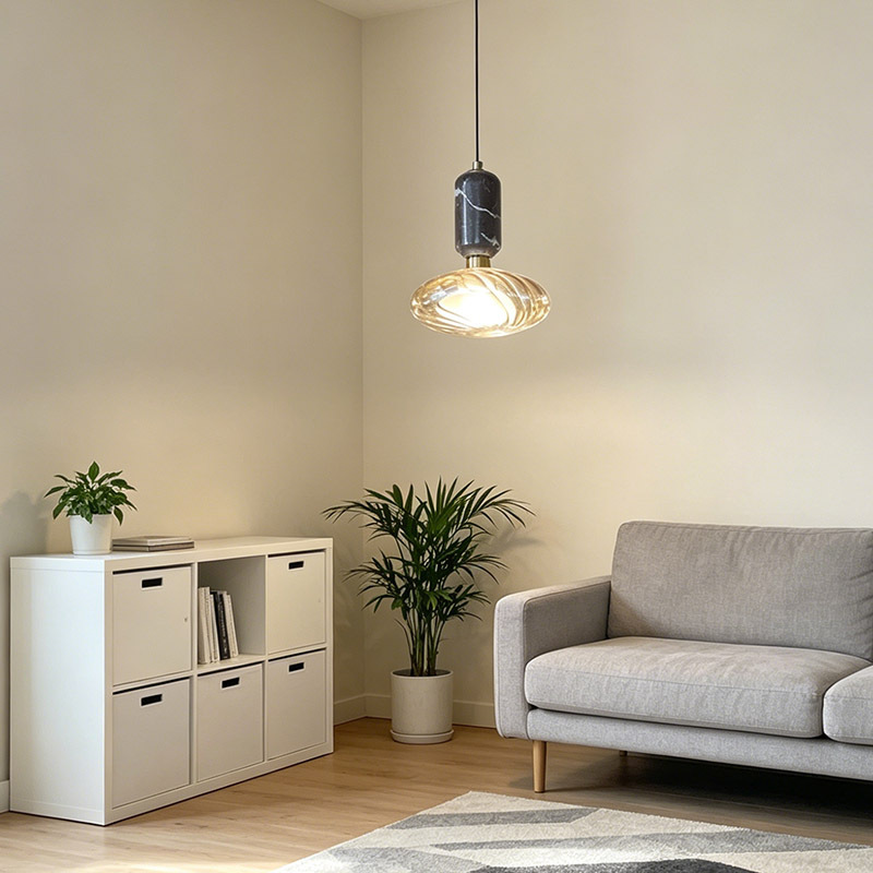Nordic Design Glass Hangning Lamp Minimalsit Home Bedside Marble Stone Led Decorative Pendant Lamp for Kitchen Living Room