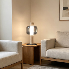 Nordic Design Hotel Beside Table Light Home Decor Glass Lampshade Travertine Study Desk Pendant Light