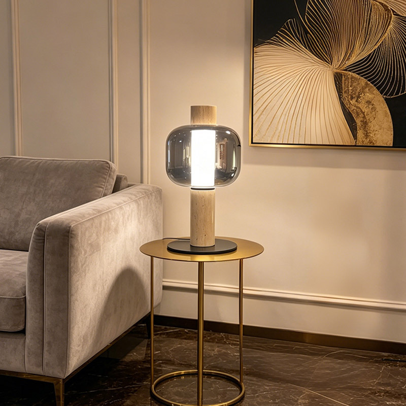 Nordic Design Hotel Beside Table Light Home Decor Glass Lampshade Travertine Study Desk Pendant Light