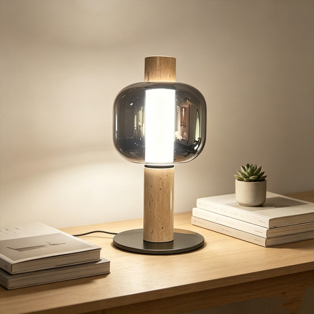 Nordic Design Hotel Beside Table Light Home Decor Glass Lampshade Travertine Study Desk Pendant Light
