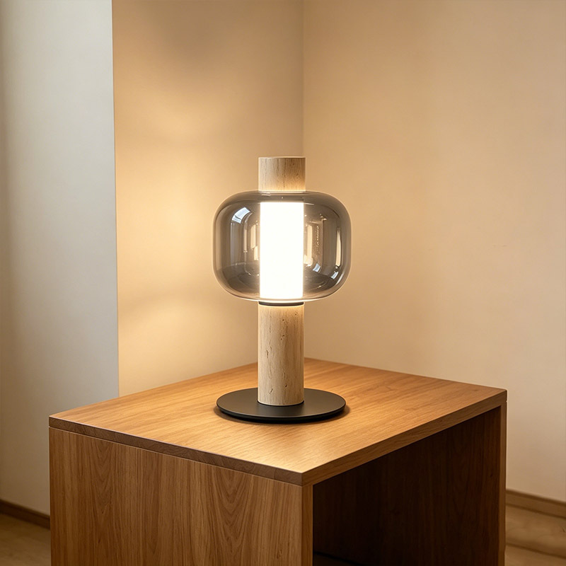 Nordic Design Hotel Beside Table Light Home Decor Glass Lampshade Travertine Study Desk Pendant Light