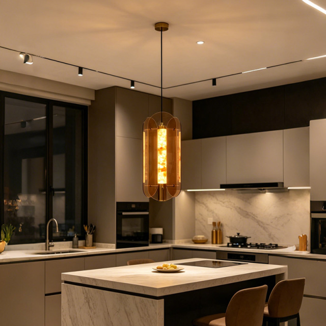 Luxury Indoor Living Dining Room Decorative Gold Marble Glass Pendant Lamp