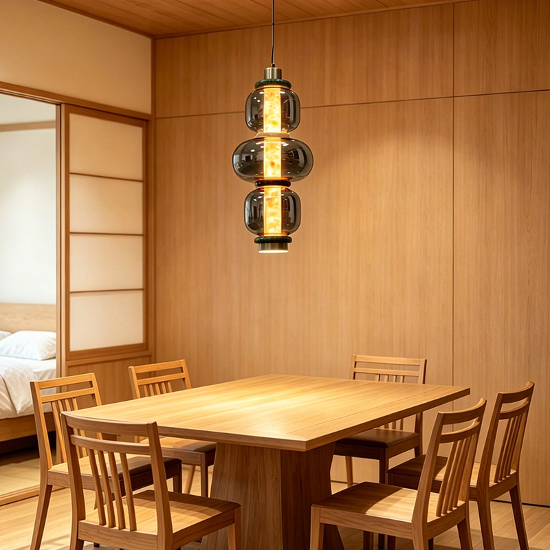 Luxury Modern Glass Chandelier High Ceiling Hotel Round Marble Pendant Lamp For Living Room Restaurant