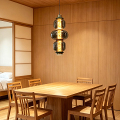 Luxury Modern Glass Chandelier High Ceiling Hotel Round Marble Pendant Lamp For Living Room Restaurant