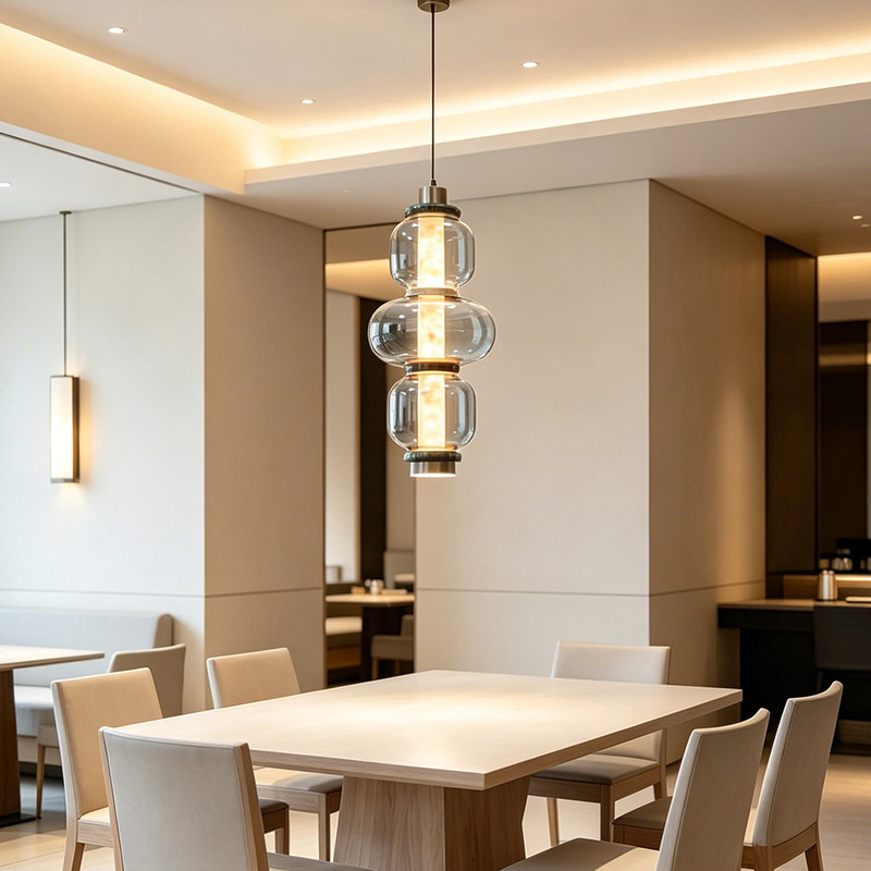Luxury Modern Glass Chandelier High Ceiling Hotel Round Marble Pendant Lamp For Living Room Restaurant