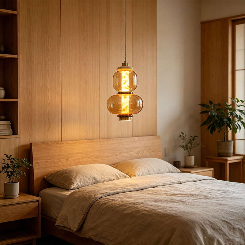 Italy Luxury Design Glass Hanging Lamp Modern LED Chandelier Strip Copper Lamp Art Marble Long Pendant Light
