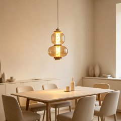 Italy Luxury Design Glass Hanging Lamp Modern LED Chandelier Strip Copper Lamp Art Marble Long Pendant Light