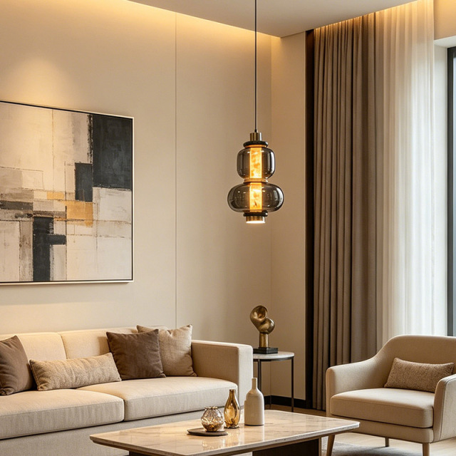 Italy Luxury Design Glass Hanging Lamp Modern LED Chandelier Strip Copper Lamp Art Marble Long Pendant Light