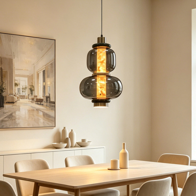 Italy Luxury Design Glass Hanging Lamp Modern LED Chandelier Strip Copper Lamp Art Marble Long Pendant Light