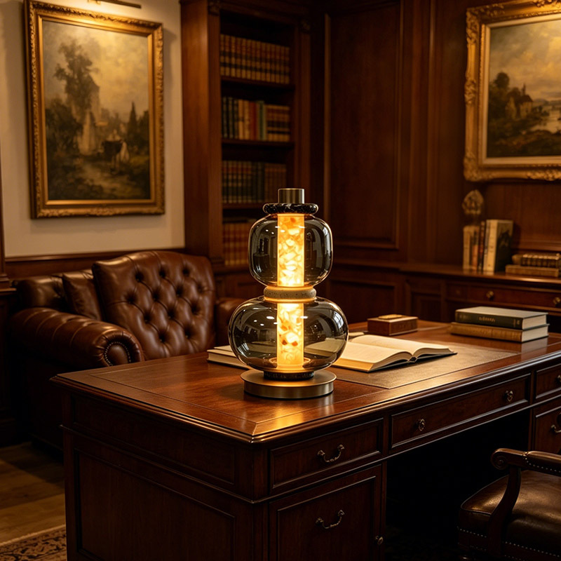 Modern Luxury Hotel Bedside Table Lamp Indoor Living Room Home Decorative Travertine Glass LED Table Light