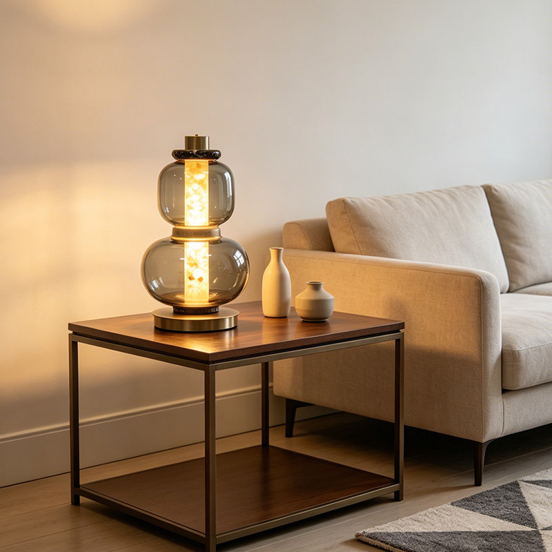 Modern Luxury Hotel Bedside Table Lamp Indoor Living Room Home Decorative Travertine Glass LED Table Light