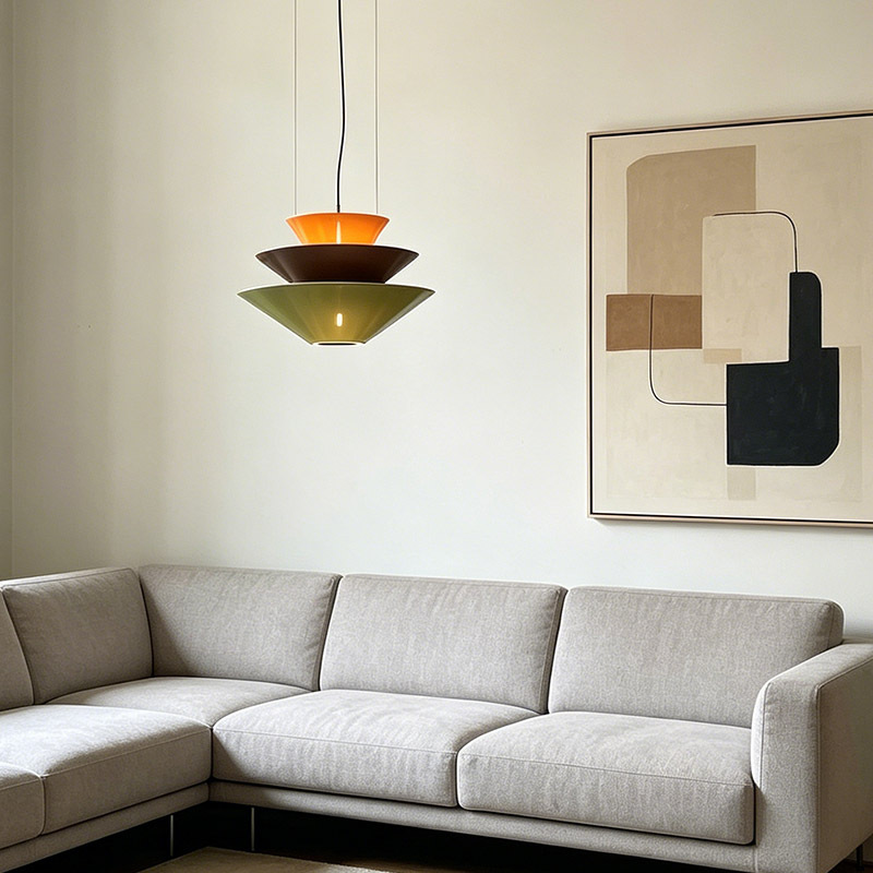Modern Restaurant Pendant Lamp Three-tier Color-block Acrylic Dining Table LED Hanging Lamp for Kitchen Island