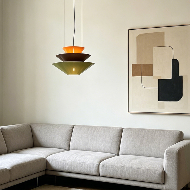 Modern Restaurant Pendant Lamp Three-tier Color-block Acrylic Dining Table LED Hanging Lamp for Kitchen Island