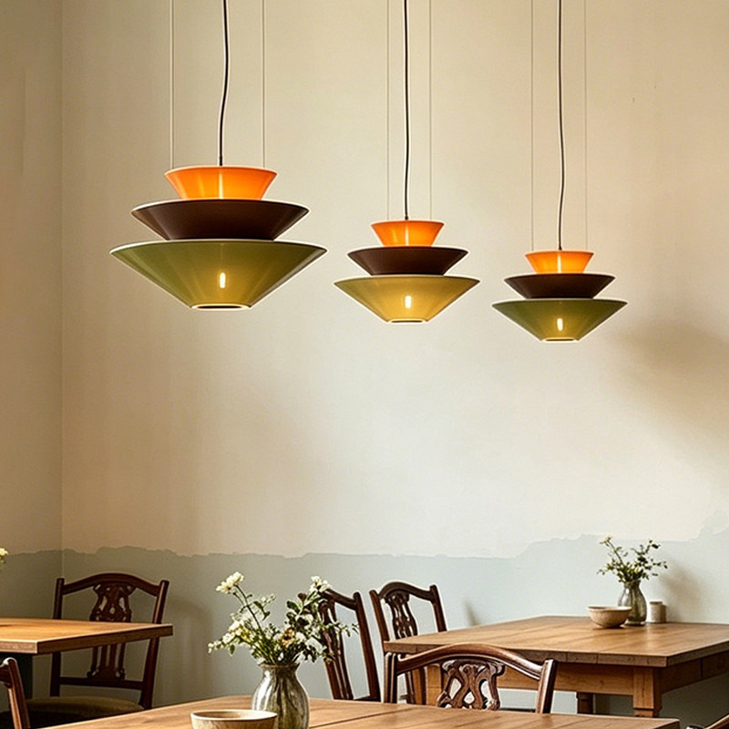 Modern Restaurant Pendant Lamp Three-tier Color-block Acrylic Dining Table LED Hanging Lamp for Kitchen Island