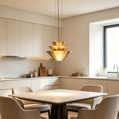Luxury Kitchen Island Pendant Lamp Electroplated Copper Acrylic Small Dining Chandelier Hanging Lamp