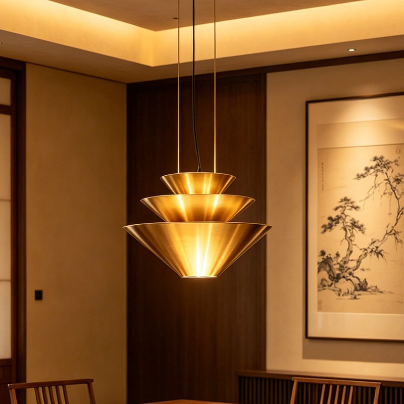 Luxury Kitchen Island Pendant Lamp Electroplated Copper Acrylic Small Dining Chandelier Hanging Lamp