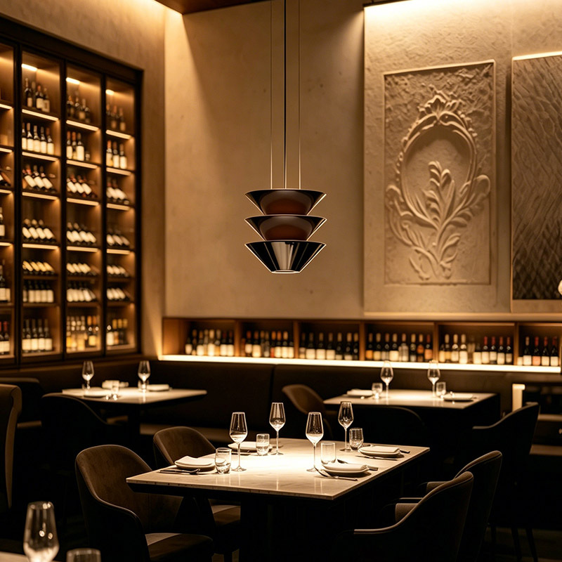 Creative Minimalist Restaurant Chandelier Hotel Dining Room Restaurant Three-tier Coffee Brown Acrylic Pendant Light