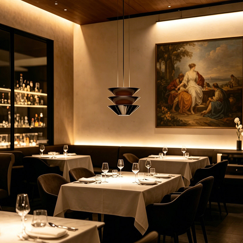 Creative Minimalist Restaurant Chandelier Hotel Dining Room Restaurant Three-tier Coffee Brown Acrylic Pendant Light