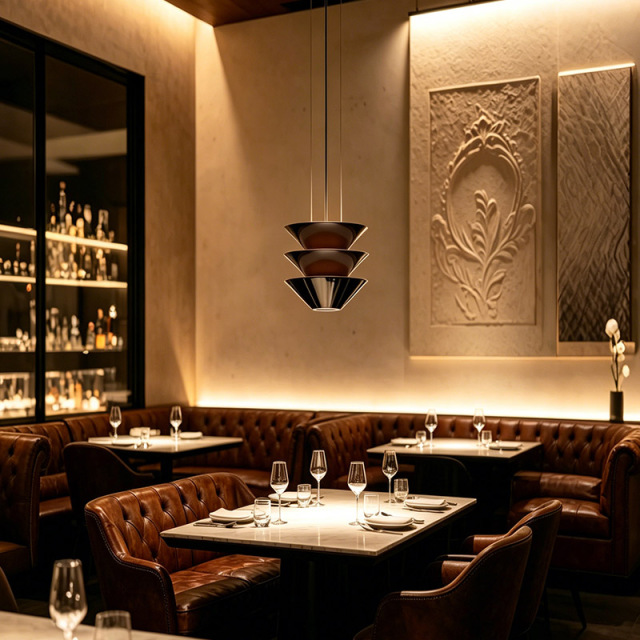 Creative Minimalist Restaurant Chandelier Hotel Dining Room Restaurant Three-tier Coffee Brown Acrylic Pendant Light