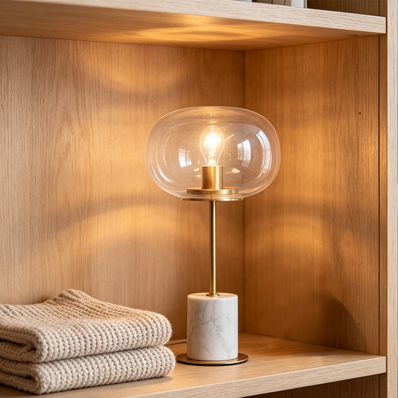 Nordic Hotel Table Light Luxury Modern Home Bedside Decorative Glass Marble Table Lamp for Living Room