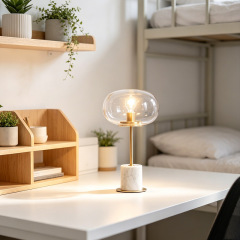 Nordic Hotel Table Light Luxury Modern Home Bedside Decorative Glass Marble Table Lamp for Living Room