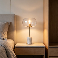 Nordic Hotel Table Light Luxury Modern Home Bedside Decorative Glass Marble Table Lamp for Living Room