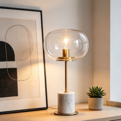Nordic Hotel Table Light Luxury Modern Home Bedside Decorative Glass Marble Table Lamp for Living Room
