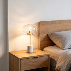 Nordic Hotel Table Light Luxury Modern Home Bedside Decorative Glass Marble Table Lamp for Living Room