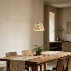 Modern Wabi Sabi Natural Terrazzo Pendant Light Adjustable Small Stone Chandelier Art Bar LED Ceiling Lamp