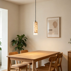 Nordic Wabi Sabi Style Terrazzo Stone Ceiling Lamp Retro Creative Dining Room Bedside Cylindrical Pendant Light