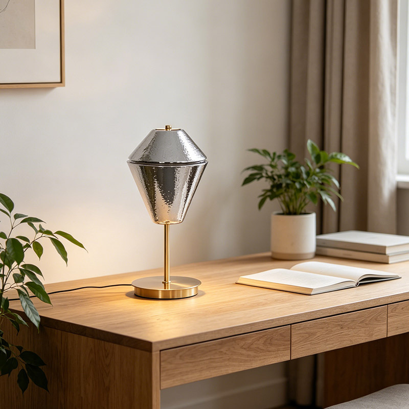 Modern Minimalist Home Table Desk Light Living Room Smoky Grey Glass Table Lamp For Bedroom