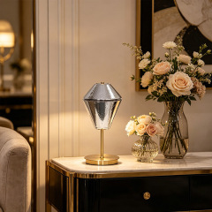 Modern Minimalist Home Table Desk Light Living Room Smoky Grey Glass Table Lamp For Bedroom
