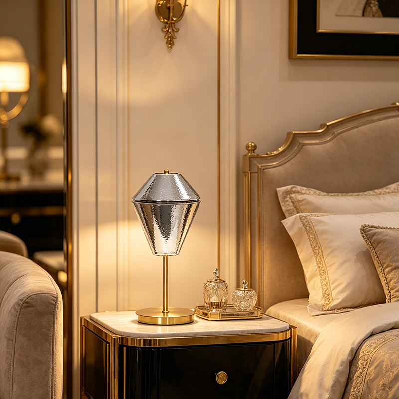 Modern Minimalist Home Table Desk Light Living Room Smoky Grey Glass Table Lamp For Bedroom