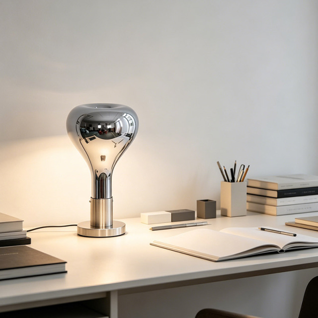 Modern Design Home Living Room Decorative Chrome Metal Base Smoky Grey Glass Table Lamp for Bedroom