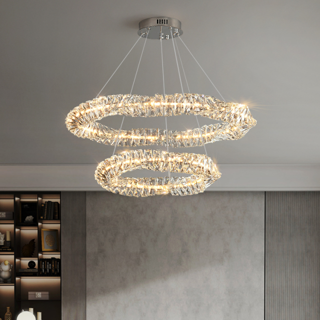 Luxury Nordic Hotel Decoration Drop Hanging Lamp Light Gold Round Crystal Chandelier for Living Room Bedroom