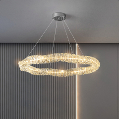 Luxury Nordic Hotel Decoration Drop Hanging Lamp Light Gold Round Crystal Chandelier for Living Room Bedroom