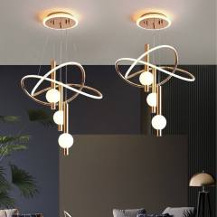 Modern Home Creative Decoration Chandelie Dining Room Pendant Light Luxury LED Lamp Golden Acrylic Ceiling Lamp